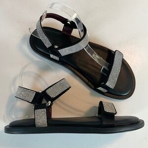 STAUD Betty  Rhinestone Sandals Leather Size 10 NEW